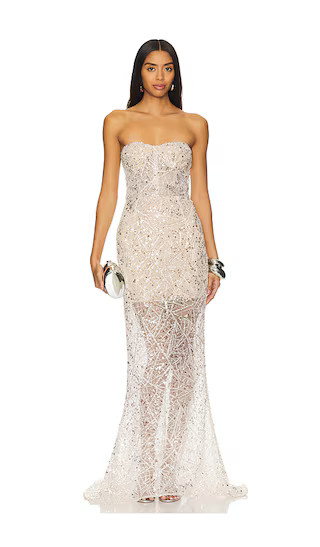 Giselle Embellished Gown in Silver | Revolve Clothing (Global)