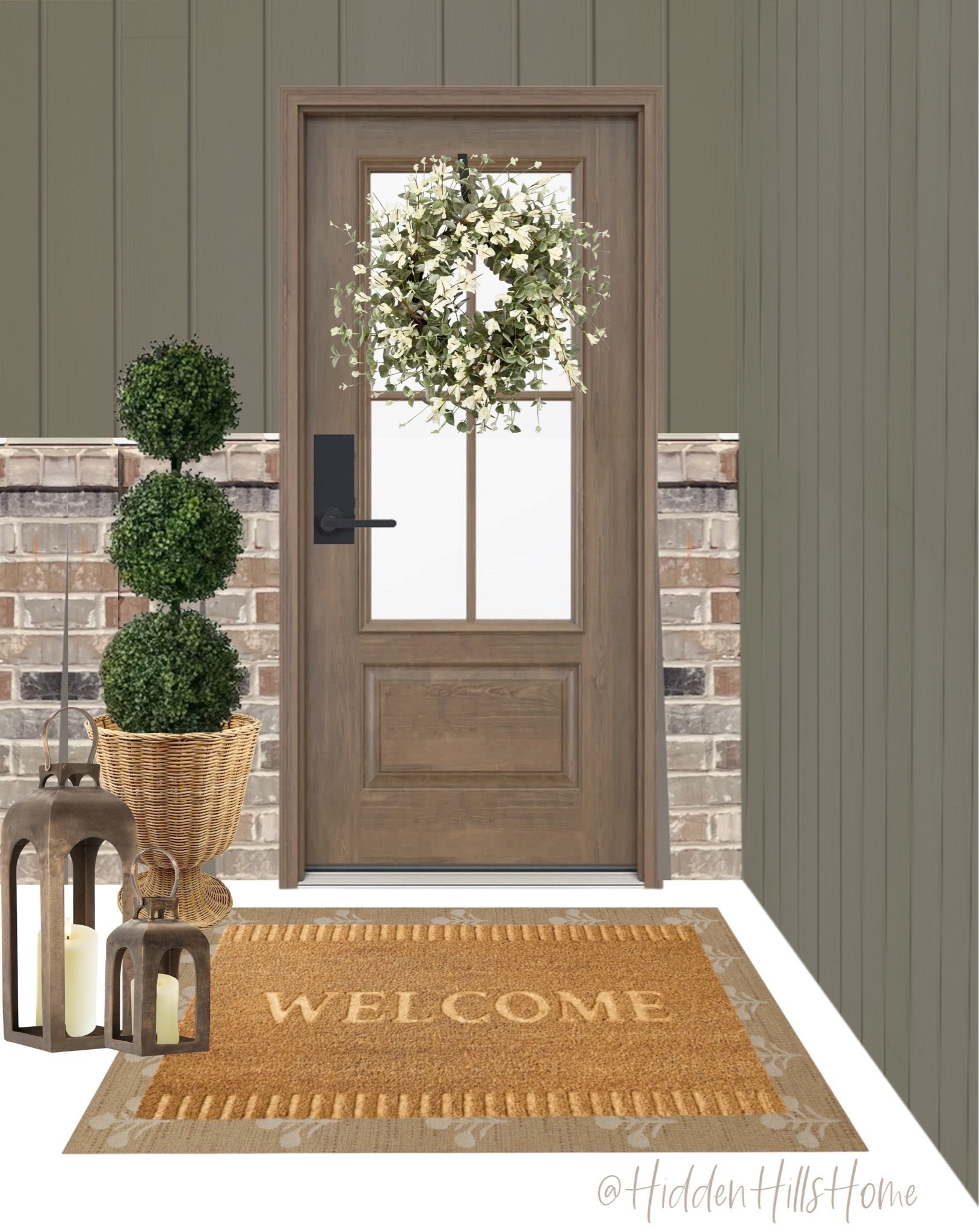 Front porch decor, welcome mat, home decor ideas, wreath, planters #porch

#LTKHome #LTKSaleAlert
