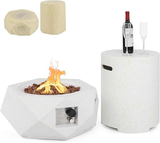 Happygrill 40,000 BTU Propane Fire Pit Table Set, 28" Terrazzo Gas Fire Pit with Tank Holder, Sta... | Amazon (US)