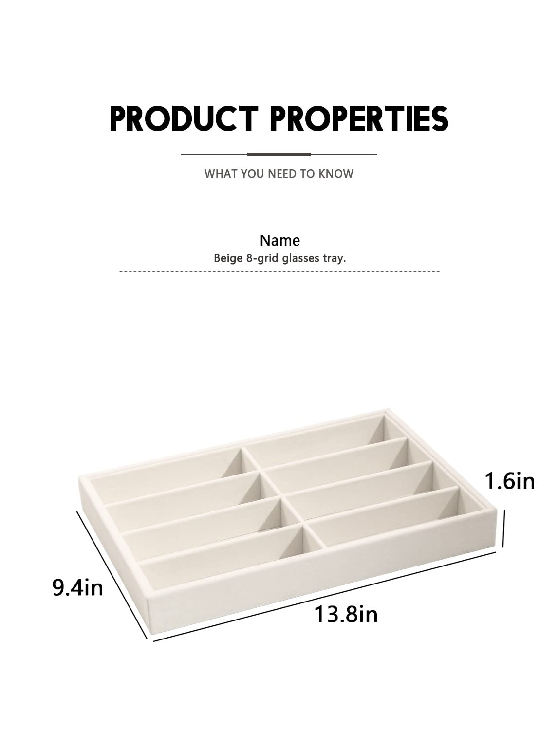 Coward Sunglass Organizer, Beige Velvet Glasses Trays - Eyeglasses Watches Jewelry Display - Men ... | Amazon (US)