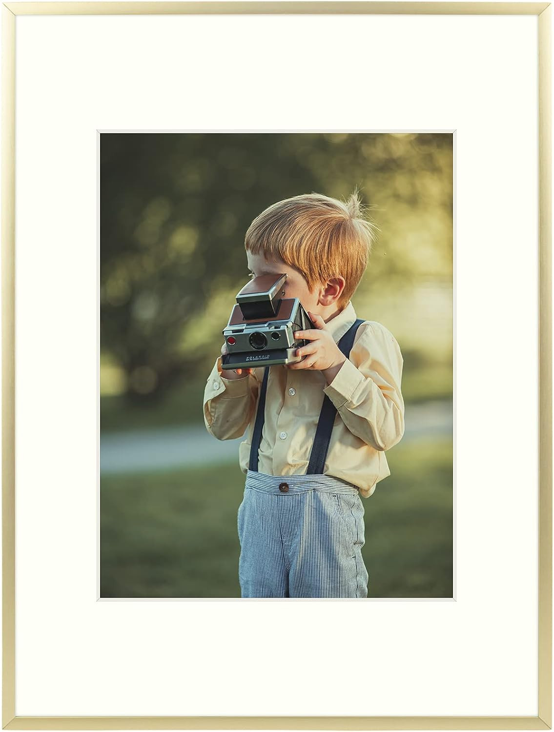 Frametory, 12x16 inch Gold Metal Picture Frame - Aluminum Thin Molding - Photo Frame with Ivory C... | Amazon (US)