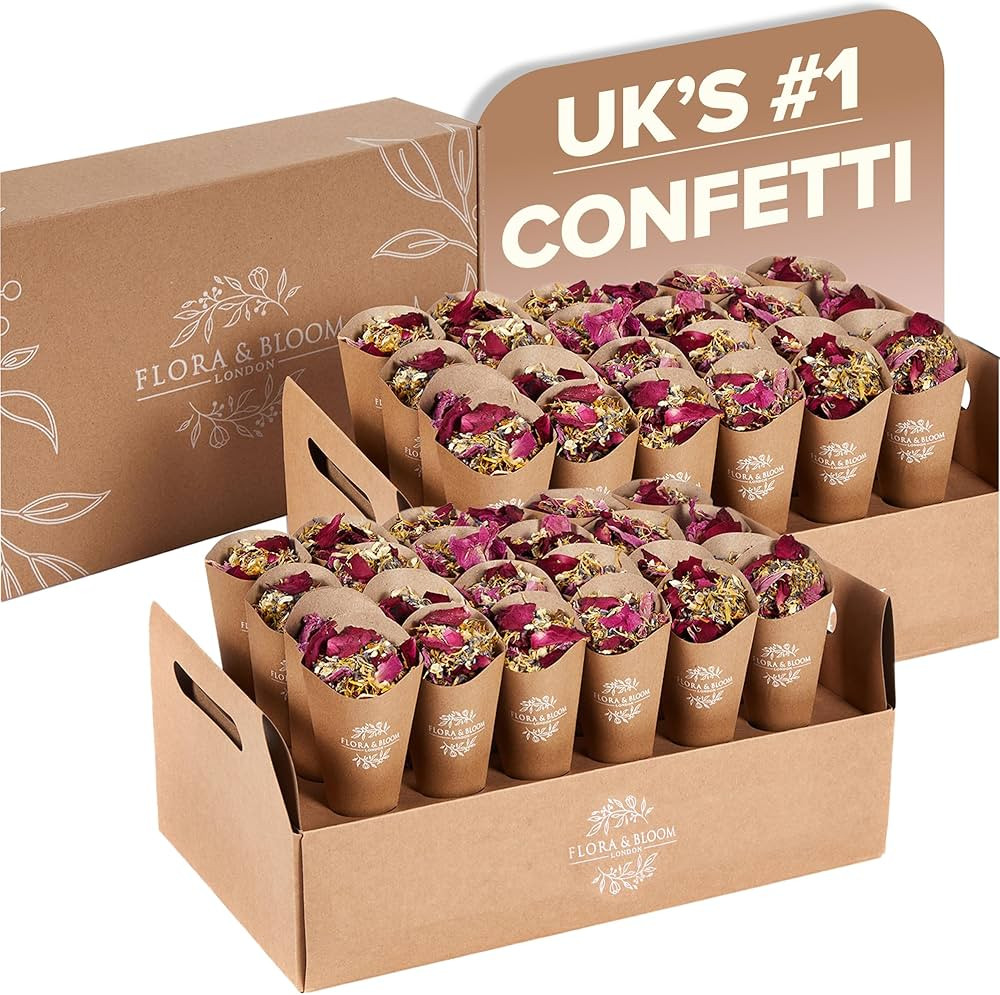 Flora & Bloom Biodegradable Confetti With Pre Built Cones | Dried Flowers (6 Litres) | Wedding Co... | Amazon (UK)