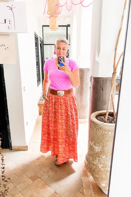 Ootd - Saturday. A silk maxi skirt from Sissel Edelbo which I found preloved paired with a cyclamen t-shirt from J.Crew that I have had for ages. A boho leather belt from one of my trips and neutral Birkenstock sandals. 



#LTKeurope #LTKsummer #LTKtravel