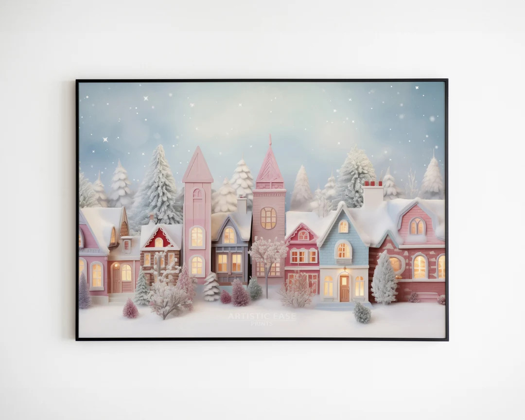 Christmas Samsung Frame TV Art, Holiday Frame TV, Colorful Christmas Houses, Christmas Decor, Cut... | Etsy (US)