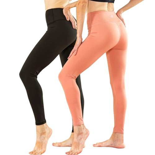 TRIUNION 2 Pack High Waisted Leggings for Women No See-Through Tummy Control Yoga Leggings for Women Workout Running Leggings,Black/Light Pink,Medium | Amazon (US)