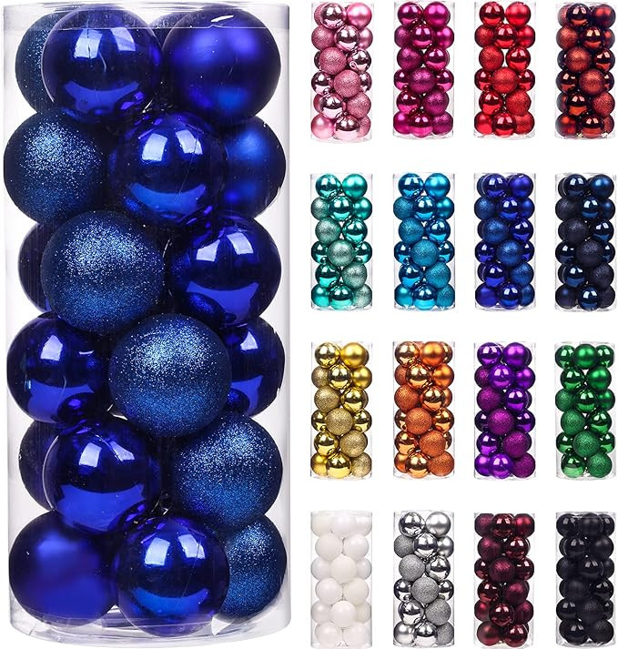 Amazon.com: Emopeak 24Pcs Christmas Balls Ornaments for Xmas Christmas Tree - Shatterproof Christ... | Amazon (US)