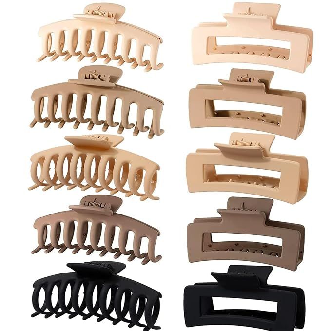 10 Pack 4.4" Large Hair Claw Clips for Women & Girls,2 Styles 5 Colors Internal tooth design Stro... | Amazon (US)