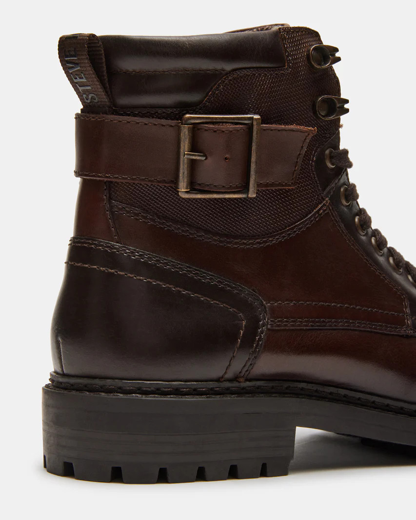 SNYDER Dark Brown Lace-Up Ankle Boots | Men's Shoes | Steve Madden (US)