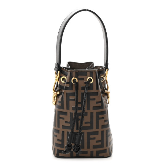 Vitello Liberty F is Fendi Bi-Color FF 1974 Embossed Mini Mon Tresor Bucket Bag Maya Black | FASHIONPHILE (US)
