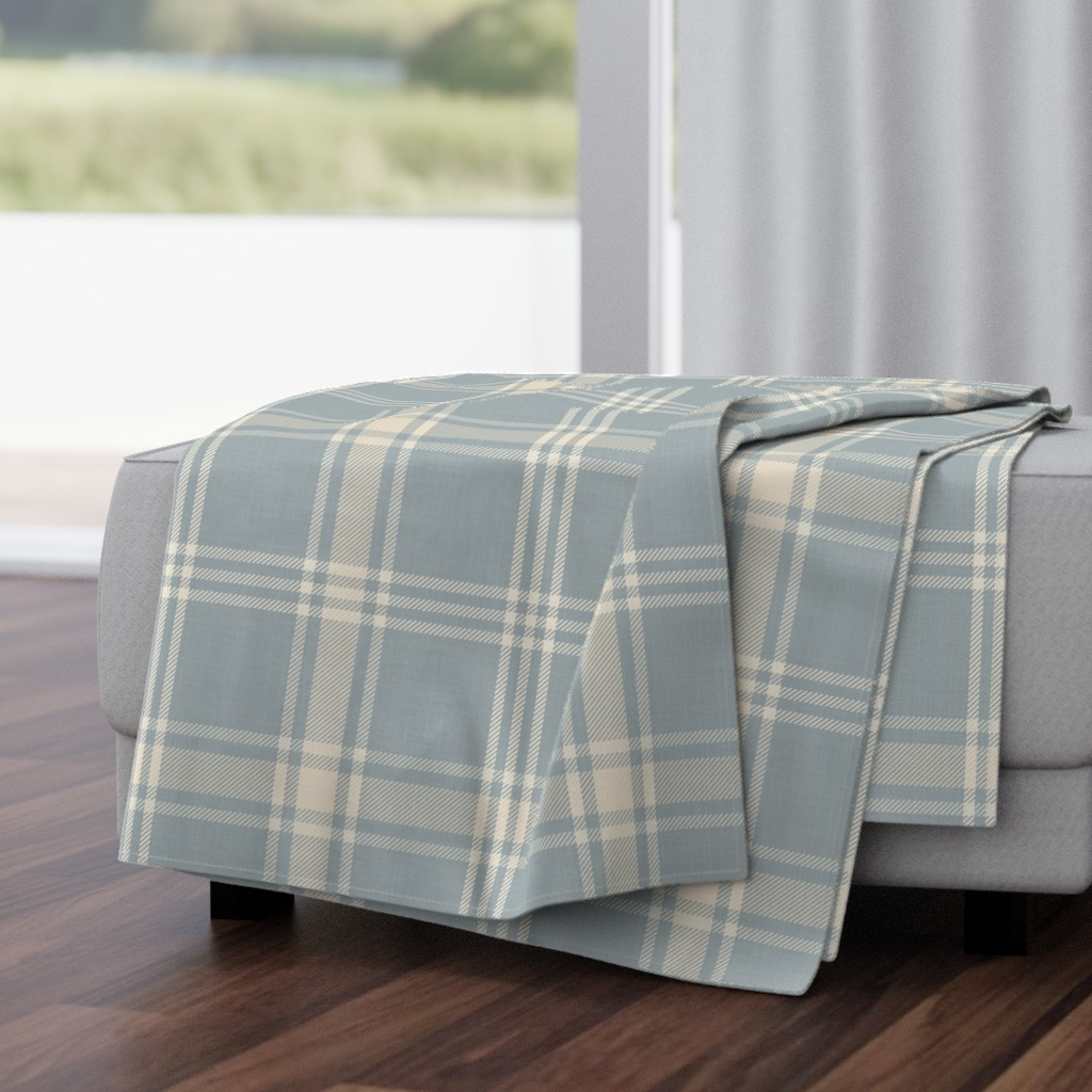 m-Neutral blue tartan plaid beige accent & fabric texture nursery plaid Throw Blanket | Spoonflow... | Spoonflower