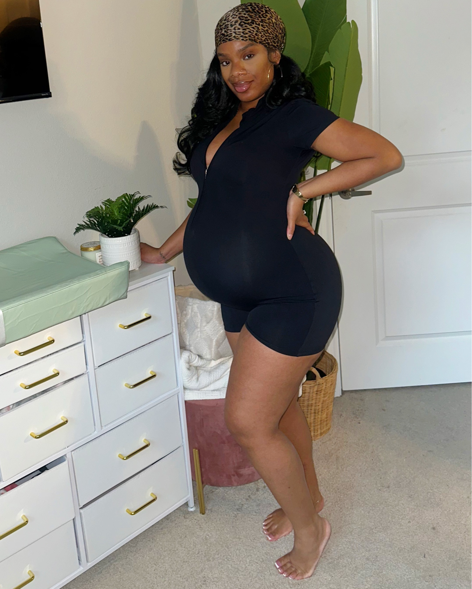 Bump friendly one piece! Comfy material, super stretchy. Perfect for lounging or working out. 

#LTKBump #LTKFitness #LTKFamily