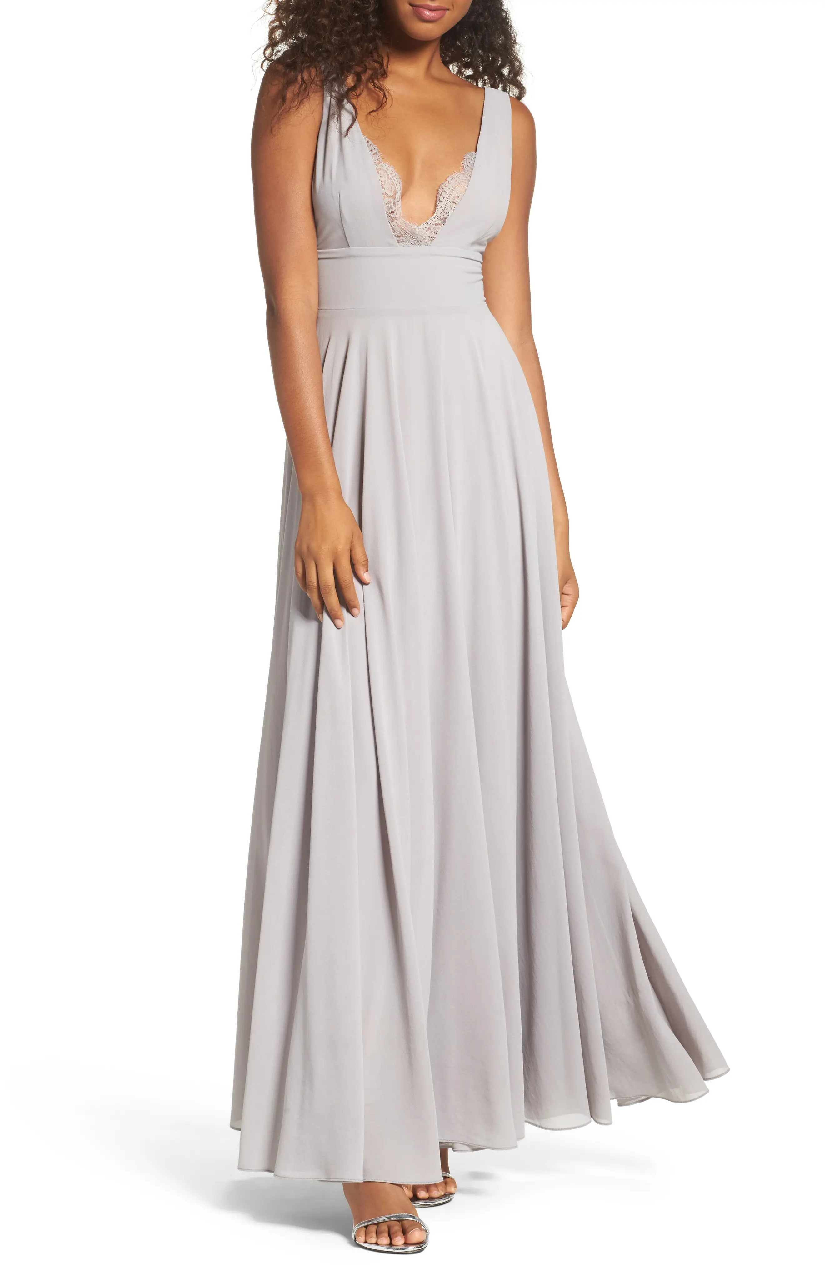 Lace Trim Chiffon Maxi Dress | Nordstrom