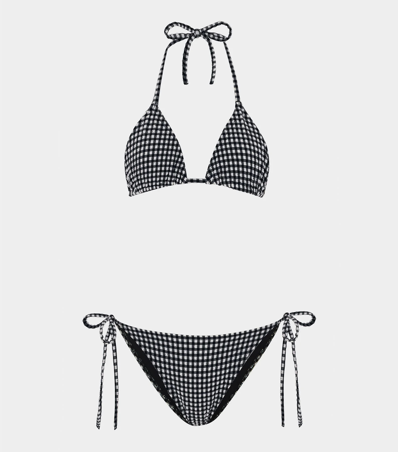 Gingham Seersucker Sabrina Bikini - Black Gingham | HUNZA G
