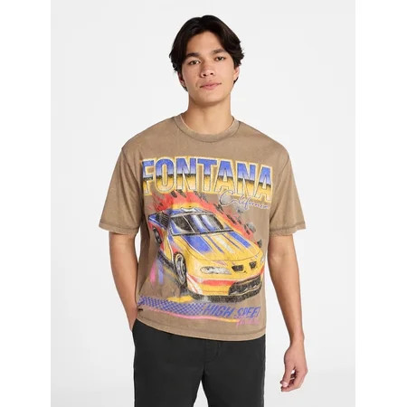 No Boundaries Oversized Cropped Graphic Tee with Short Sleeves Men s XS-4XLT | Walmart (US)