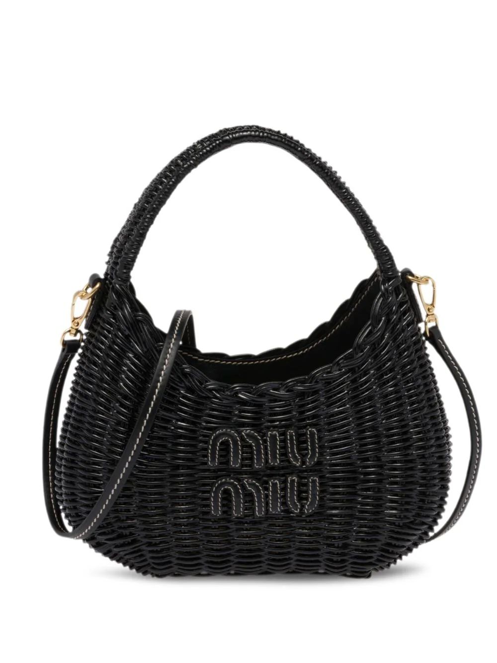 Miu Miu Mini Wander Wicker Shoulder Bag - Farfetch | Farfetch Global