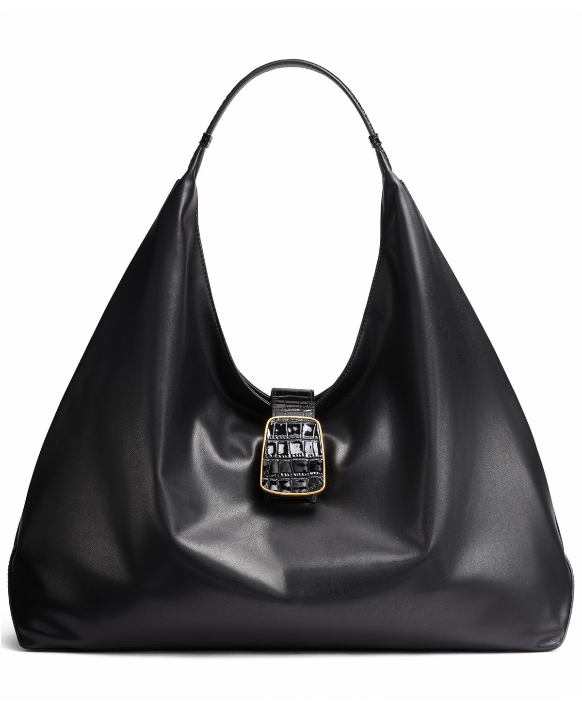 Donna Karan New York Women's Percale Extra-Large Shoulder Bag - Black/Gold | Macy's