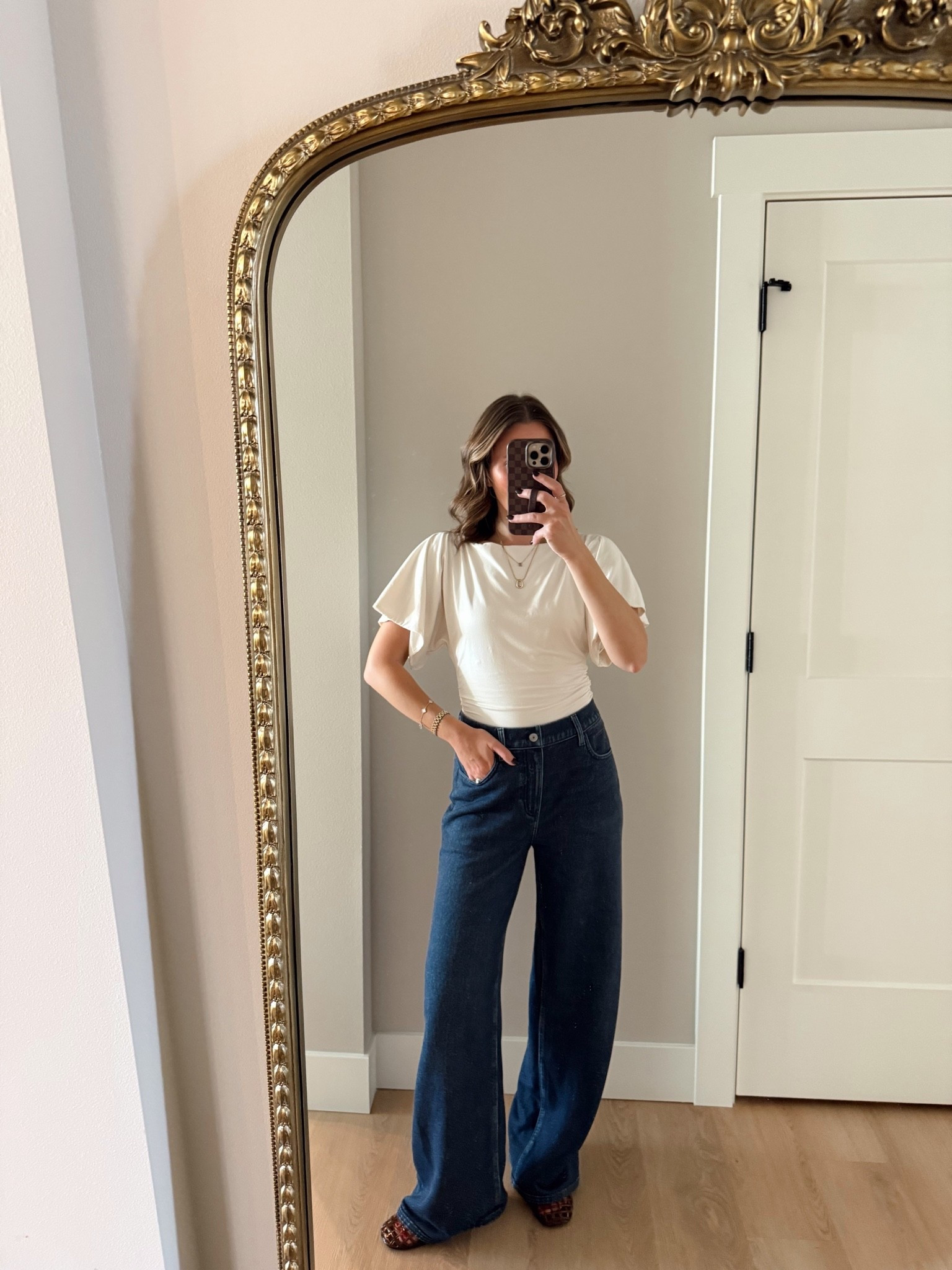 Abercrombie closet staples on sale! These pants are actually sweatpants 🤭 they  are SO soft and comfortable, have real functional pockets and a button. Look just like a great wide leg jean, but are actually sweats. Wearing a xs top and xs bottoms