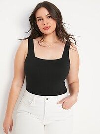 Fitted Sleeveless Square-Neck Bodysuit for Women | Old Navy (US)
