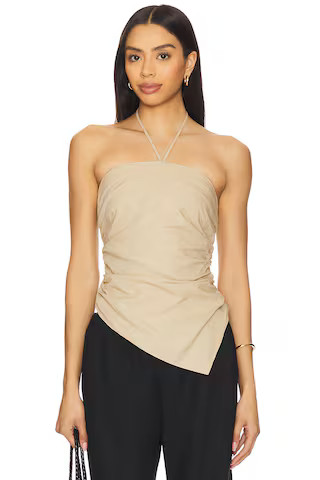 onia Air Linen Asymmetrical Halter Top in Jute from Revolve.com | Revolve Clothing (Global)