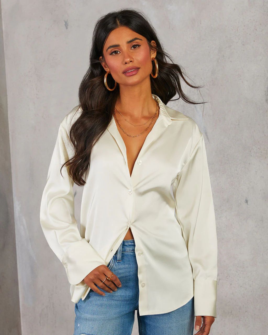 Kayla Satin Button Down Top | VICI Collection