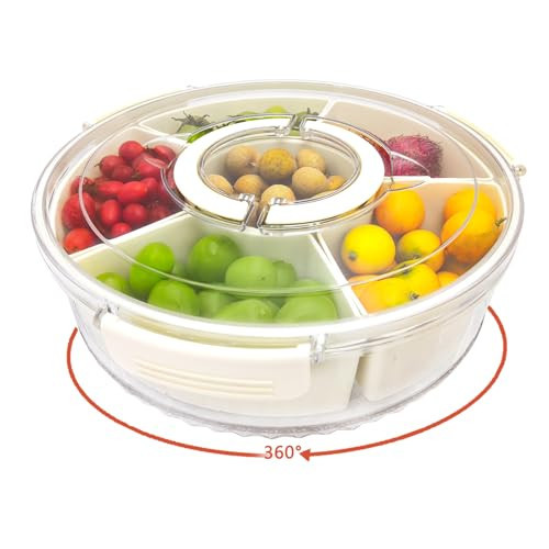 manaraha Snackle Box Container with Lid and Handle,Rotating Snack Spinner, Fridge Organizer and Deli Containers,Kids and Adults Snack Boxes,Spice Tray, Fruit Platter for Party and Picnic (12" L) | Amazon (US)