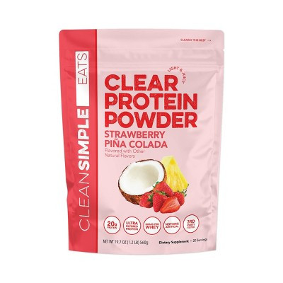 Clean Simple Eats Clear Protein Powder Strawberry Pina Colada - 19.7oz/20 Servings: Whey Protein Isolate, 20g Protein | Target