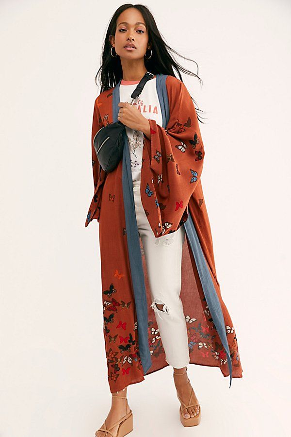 Butterfly Kisses Kimono by Free People, Terracotta Combo, One Size | Free People (Global - UK&FR Excluded)