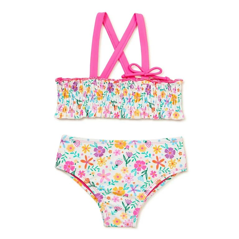Shelloha Baby and Toddler Girls' 2-Piece Floral Bikini Swimsuit with UPF 50+ - Walmart.com | Walmart (US)
