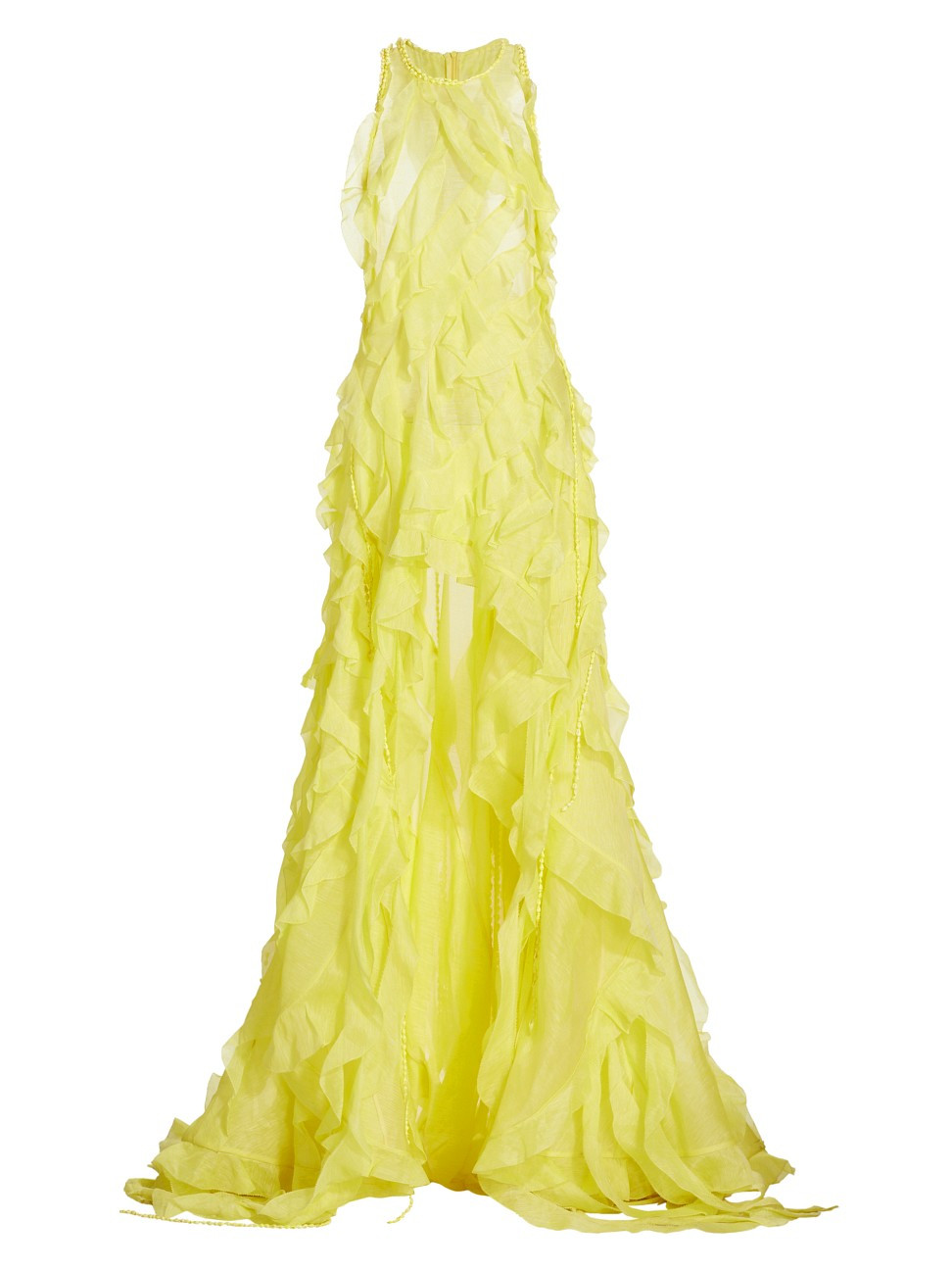 Women's Wonderland Sleeveless Ruffle Gown - Lemon - Size 6 - Lemon - Size 6 | Saks Fifth Avenue