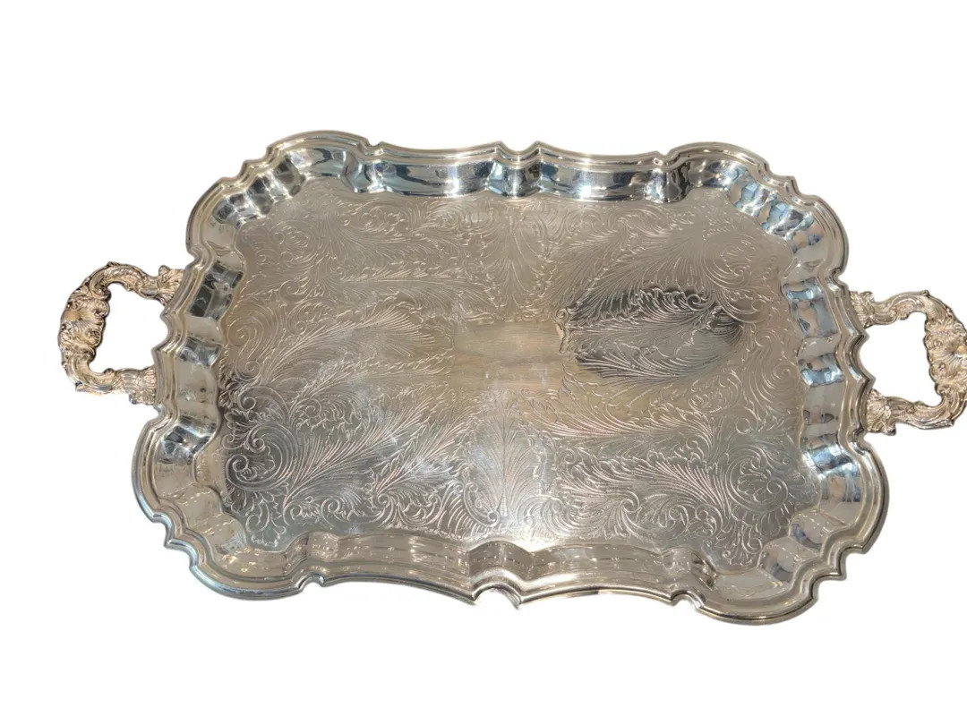 Vintage Leonard 23 1/2" X 13 1/2" Silver Plated Butlers Tray, Leonard Rectangle Silverplate Servi... | Etsy (US)