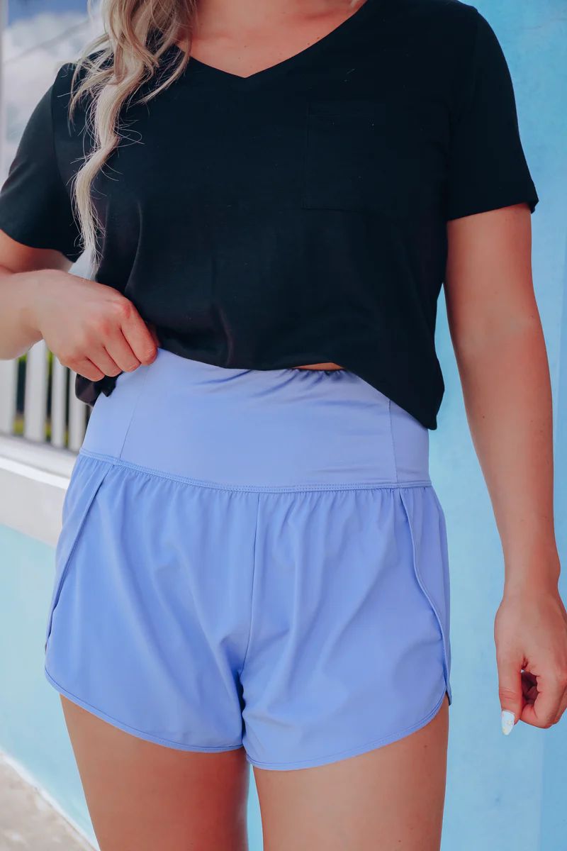 Core Daily Active Shorts - Blue | Whiskey Darling Boutique