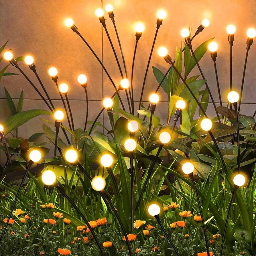 Solar Garden Lights Outdoor, 4 Pack Firefly Swaying Lights, Waterproof Garden Decor for Yard Pati... | Amazon (US)