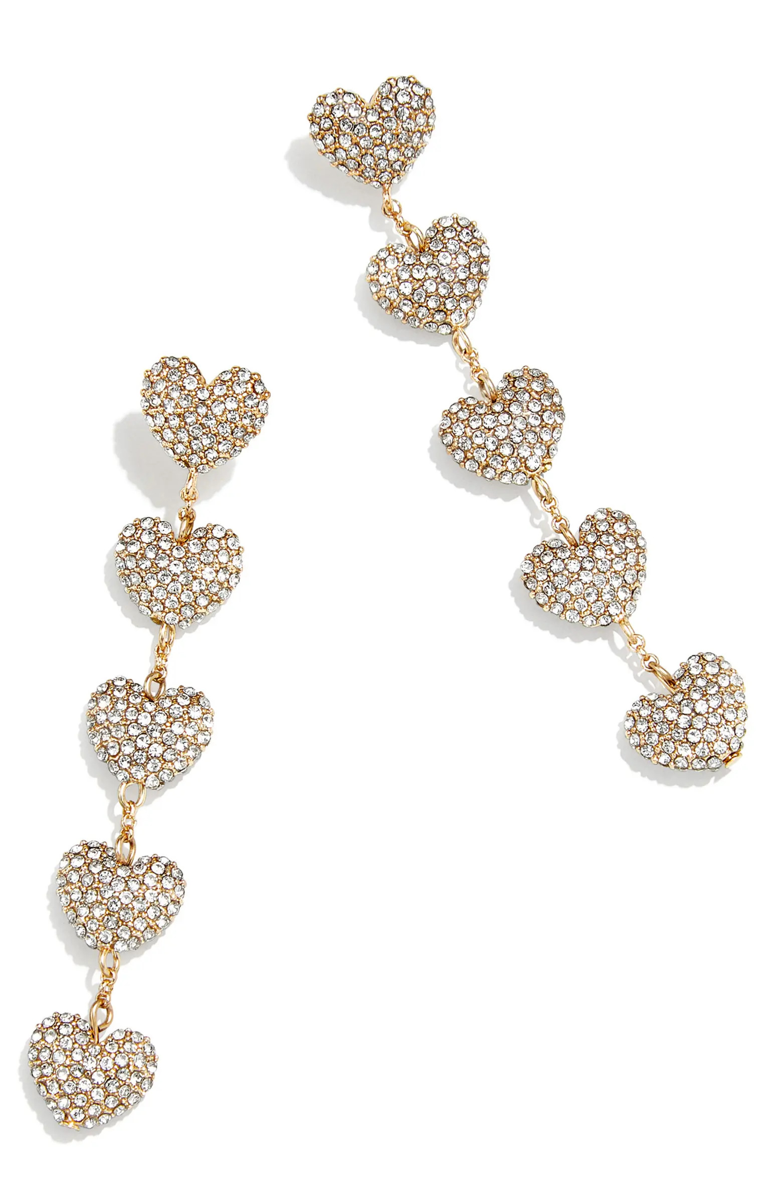 BaubleBar Etta Pavé Heart Linear Drop Earrings | Nordstrom | Nordstrom