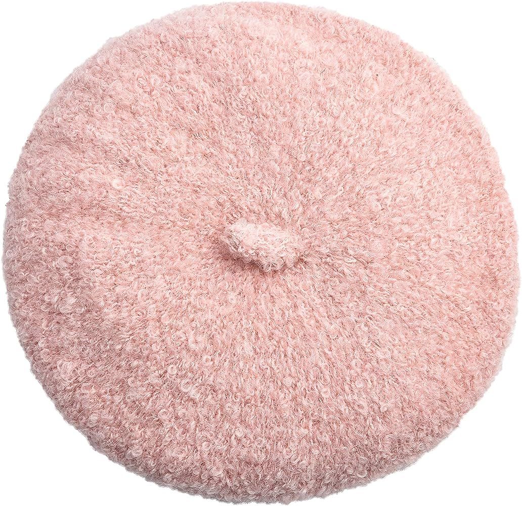 ZLYC Womens Faux Fur French Berets Hats Solid Color Beret Caps for Girls (Curls Pink) at Amazon W... | Amazon (US)