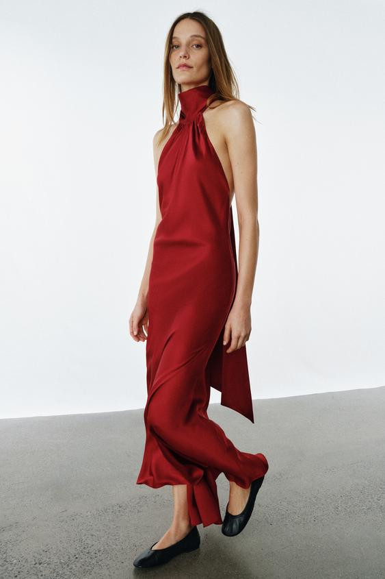 ZW COLLECTION SATIN HALTER DRESS | Zara UK
