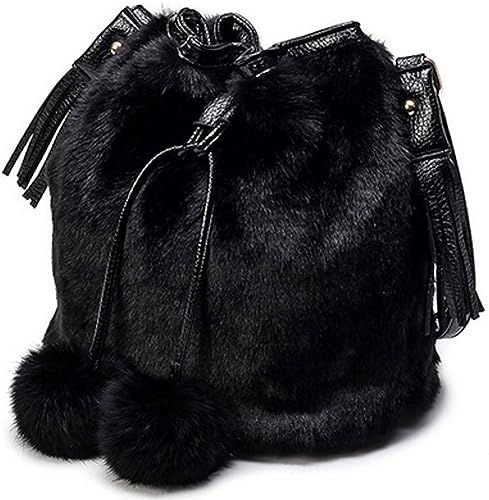 Van Caro Women’s Faux Fur Drawstring Bucket Bag Shoulder Crossbody Bag | Amazon (US)