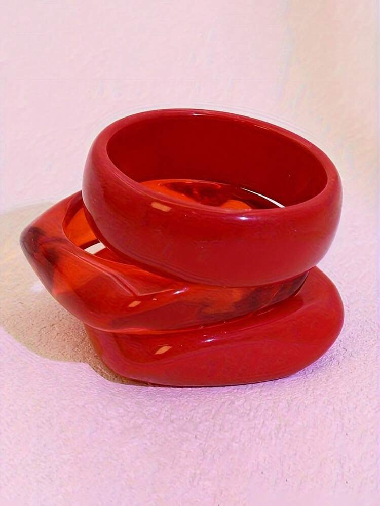 3pcs Fashionable & Cute Colorful Dopamine Acrylic Wide Bangle Bracelets For Women, Versatile For All Seasons, Vacation & Travel | SHEIN