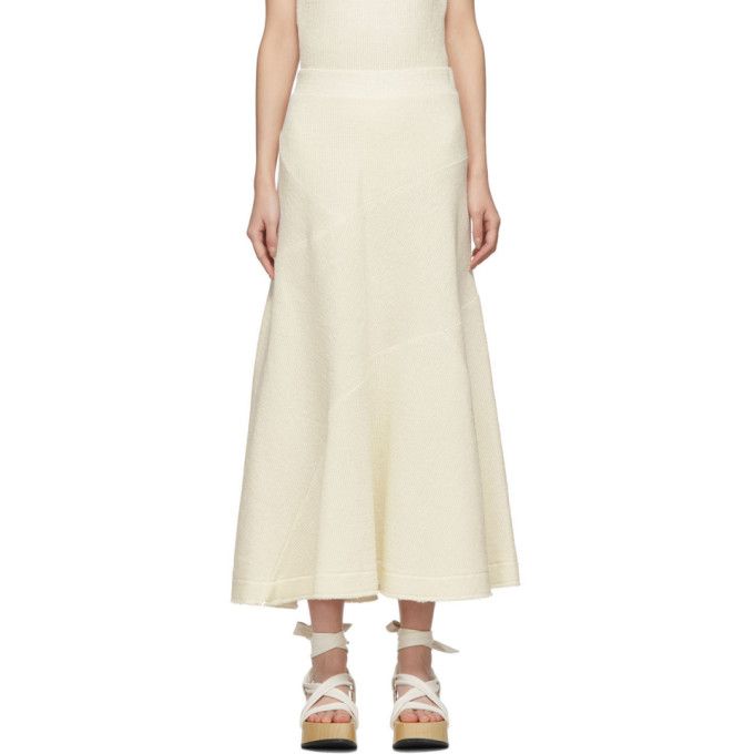 Jil Sander Off-White Knit Linen Skirt | SSENSE 