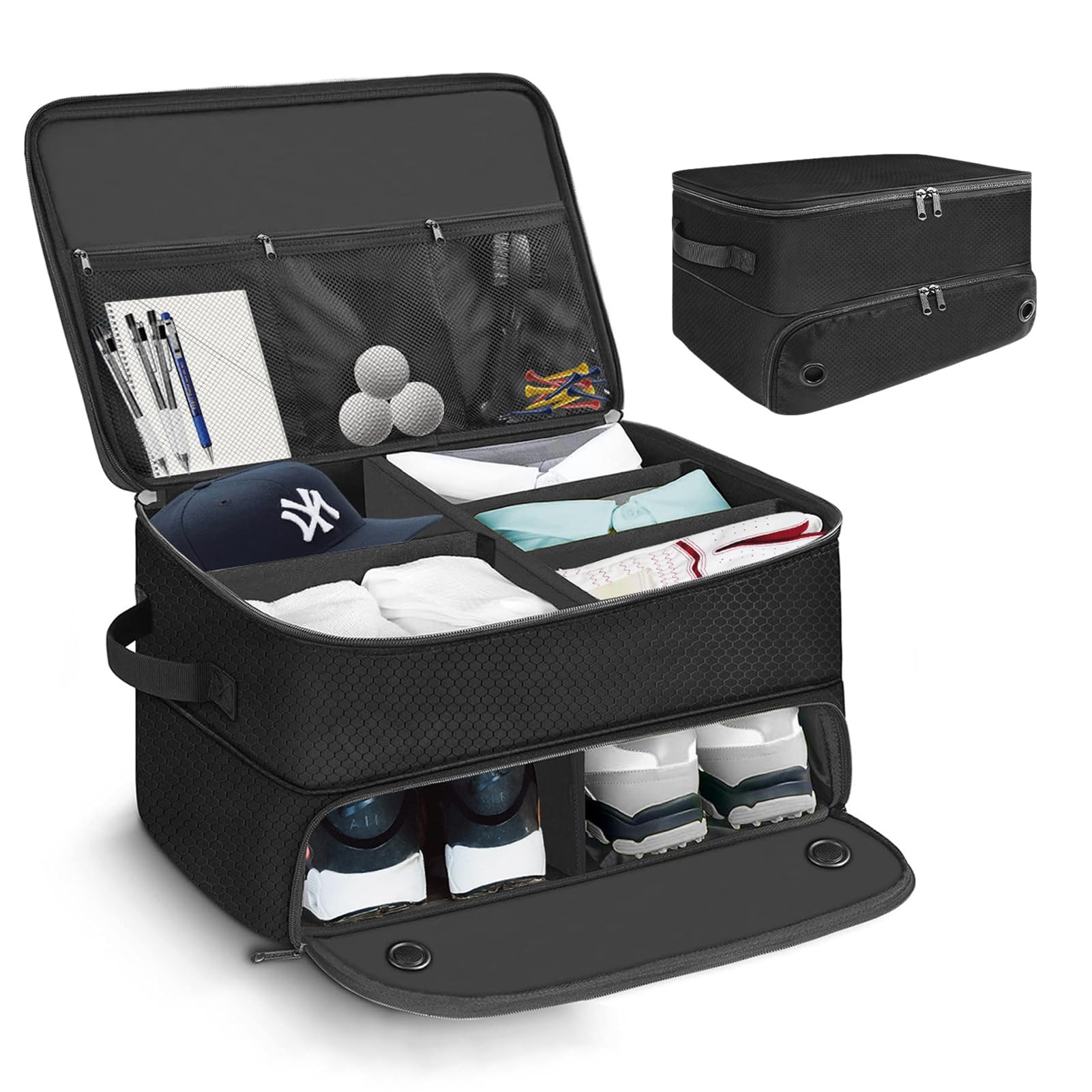 VOPHIA 2 Layer Golf Trunk Organizer with Separate Compartment for 2 Pair Shoes Ball Storage Water... | Amazon (UK)
