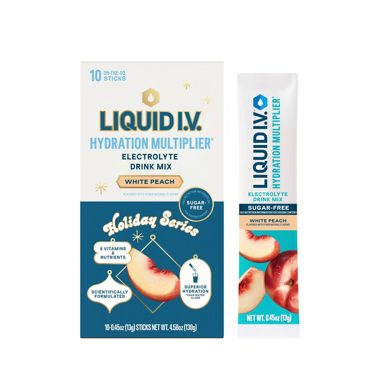 Liquid I.V. Sugar Free Hydration Multiplier Vegan Powder Electrolyte Supplements - White Peach - ... | Target