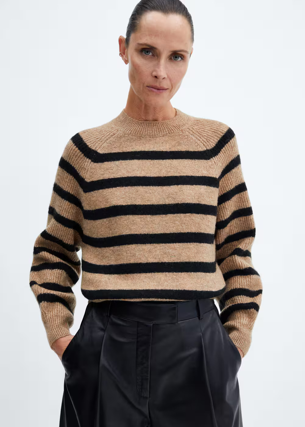 Round-neck striped sweater -  Women | Mango USA | MANGO (US)