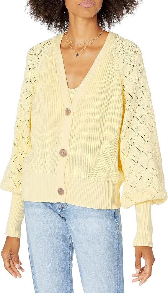 The Drop Women's Divya Pointelle Full Sleeve Cardigan Sweater | Amazon (US)