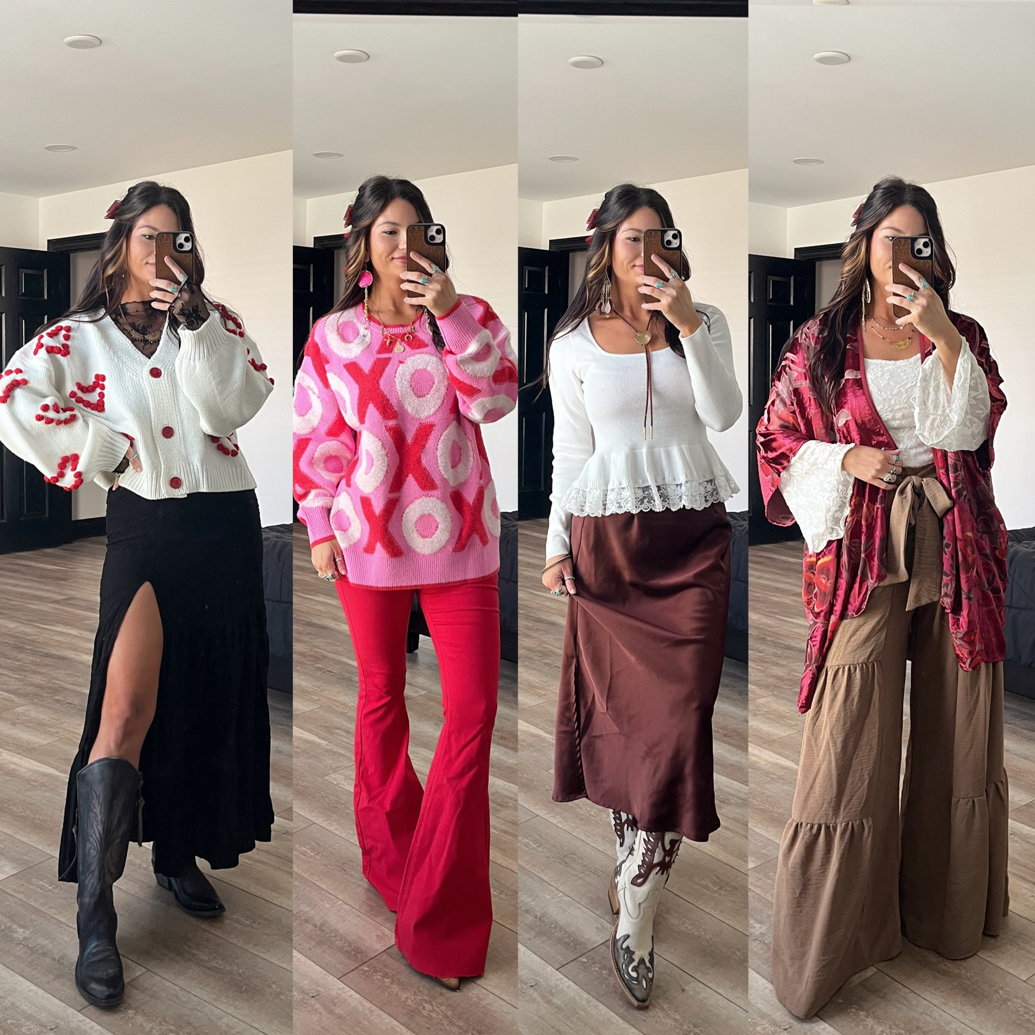 Modest and classy Valentine’s Day looks! Edgy, colorful, western, and bohemian! All are my vibe 🥰

Code LORILYNNGRANGER0 to save on FB boots
Code LORI to save from Pink Lily
Code LORI10 to save on gold jewelry from Highway Hippie
Code LORI20 to save on red flares
Bolo from November Maker