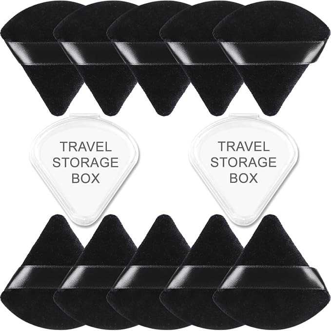 10 Pieces Triangle Powder Puff, Soft Velour Puff Face Makeup Puff for Loose/Body/Mineral Powder, ... | Amazon (US)