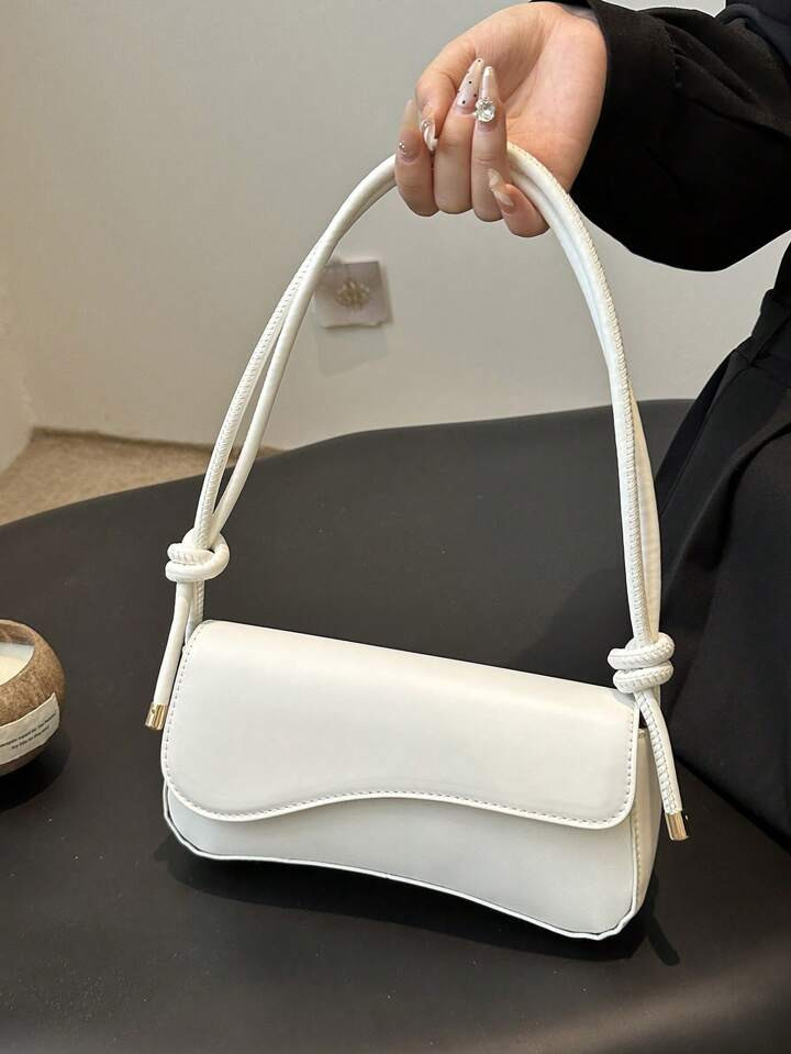 Fashionable Solid Color Irregular Flap Adjustable Shoulder Bag, Suitable For Shopping, Wallets, S... | SHEIN