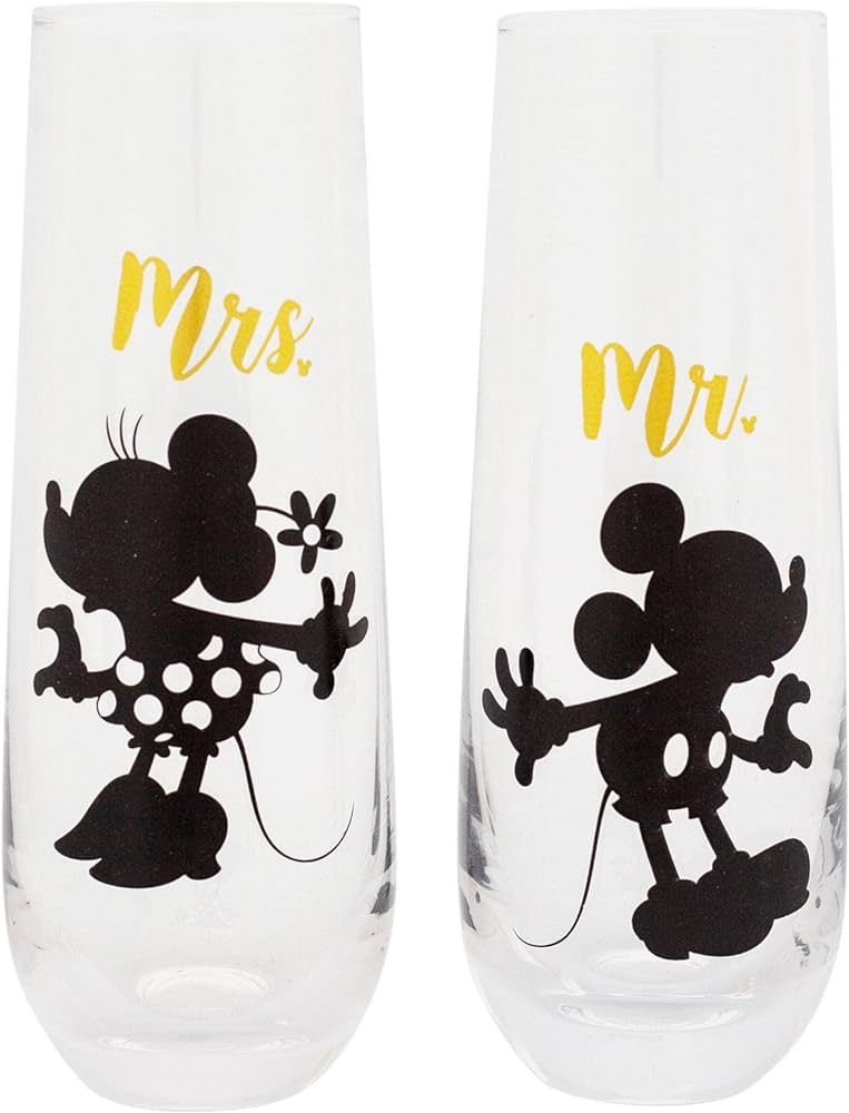 Disney Mickey and Minnie 9-Ounce Stemless Fluted Glassware | Set of 2 | Amazon (US)