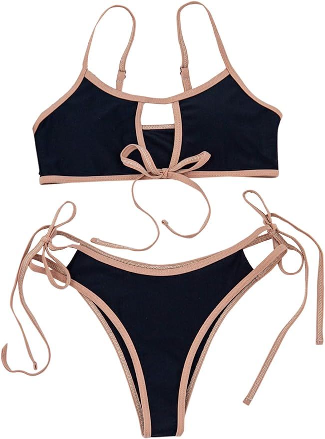 SOLY HUX Women's Cut Out Tie Side Bikini Bathing Suit 2 Piece Swimsuits | Amazon (US)
