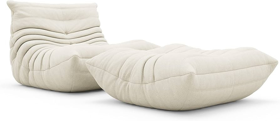 Fireside Chair with Ottoman, Soft Mohair Oversized Chair with Ottoman Lazy Floor Sofa Accent Chai... | Amazon (US)