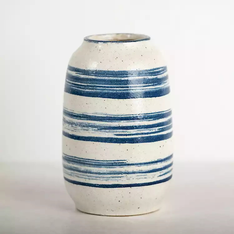 Blue and White Abstract Stripes Vase, 7 in. | Kirkland's Home