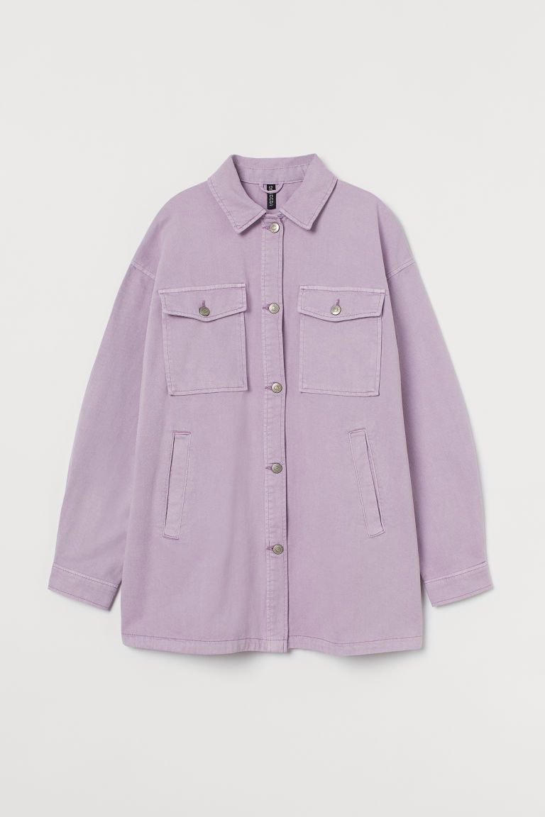 H & M - Oversized Shirt Jacket - Purple | H&M (US + CA)